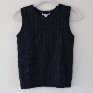 NWT Bonpoint Sweater Tank Vest Alpaca Merino Wool Navy Blue Gold Sparkle 12